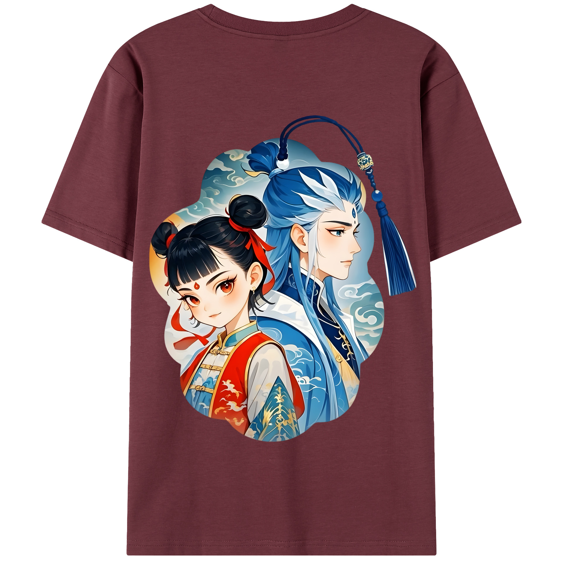 （画像用） Ne Zha 2 ナタ 魔童の大暴れ 綿100％半袖Tシャツ（背面プリント）